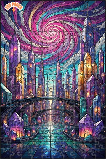 Teona Ahşap لغز خشبي ذو طابقين بإطار زجاجي على شكل عاصفة قوس قزح من كريستال س...