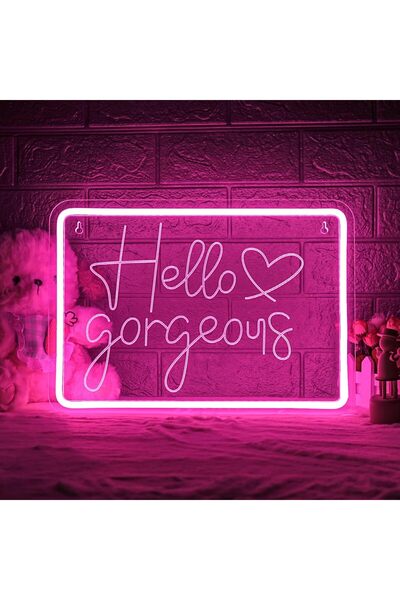 Slasa Hello Gorgeous Neon Sign 66x94 cm Pink LED – Acrylic with Base
