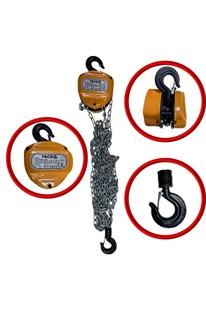 YACO 0.5 Ton 3 Metre Zincirli Caraskal Köşeli HSZ Tipi Vinç Kaldırma