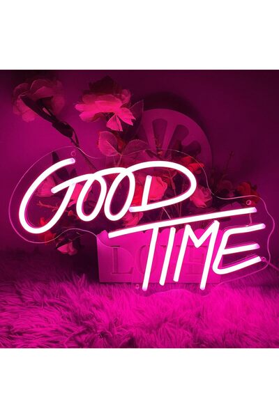 Slasa Good Times Neon Sign 38x30 cm Pink LED – Acrylic with Base