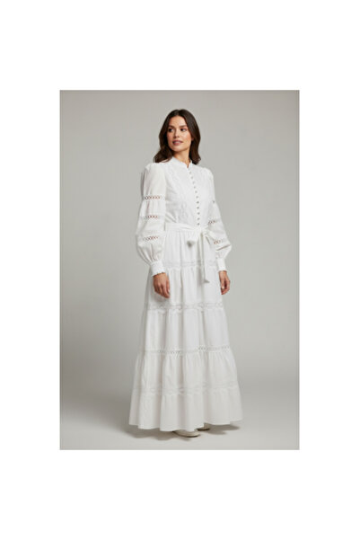 FeteRL SUPERPREMIUM Zimmia White Dress with Rhinestone Buttons