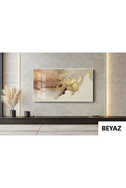 EvoraArt Koleksiyonu:SİYAH KEHRİBAR VE ALTIN NEHİR Çerçeveli Temperli Tekli Y...