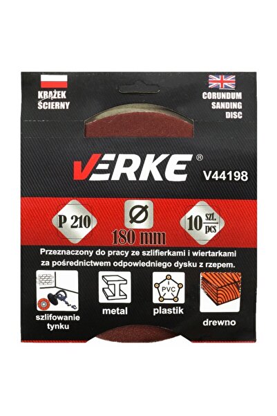 VERKE Abrasive disc, 180mm P210 10 pcs, Verke, V44198