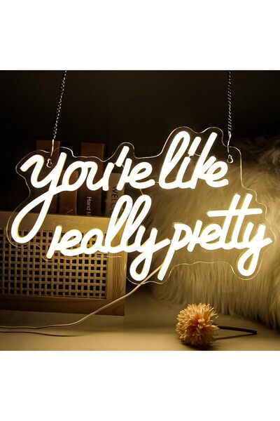 Slasa لافتة نيون بتصميم You're Like Really Pretty مقاس 25x40 سم بإضاءة LED بي...