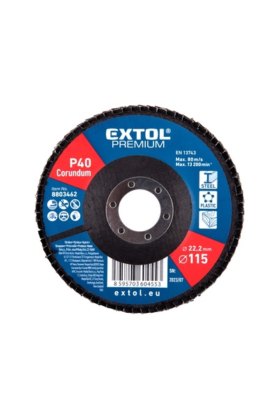 Extol Premium Disc abraziv din corindon P40, EXTOL PREMIUM, 8803462, 115 mm