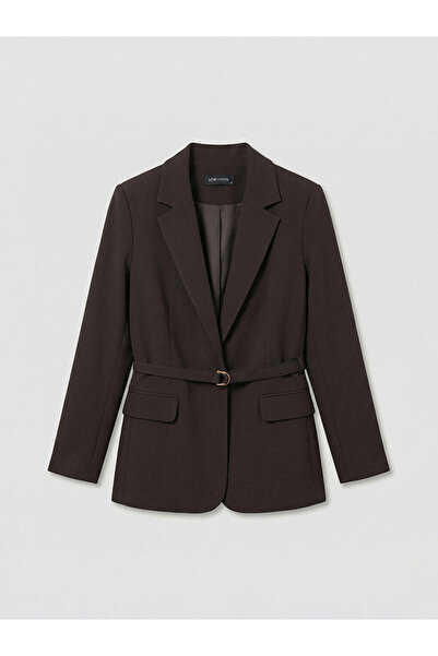 LC Waikiki MG TRENDEN Kahverengi Beli Kemerli Kadın Blazer Ceket