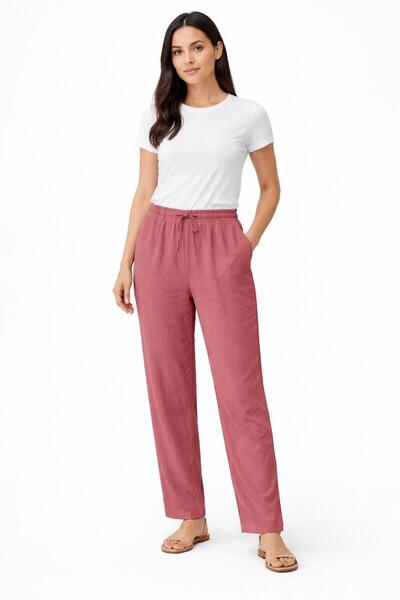 Generic Women’s Soft Crepe Straight Leg Trouser | Elastic Waist | Breathable ...