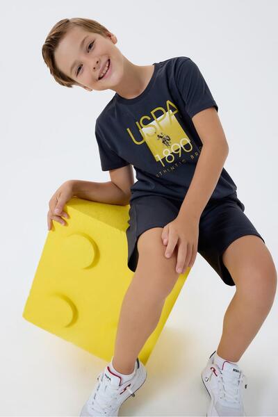 U.S. Polo Assn. U.S. Polo Assn. Letter Print Boys' Shorts Set, 100% Cotton Su...