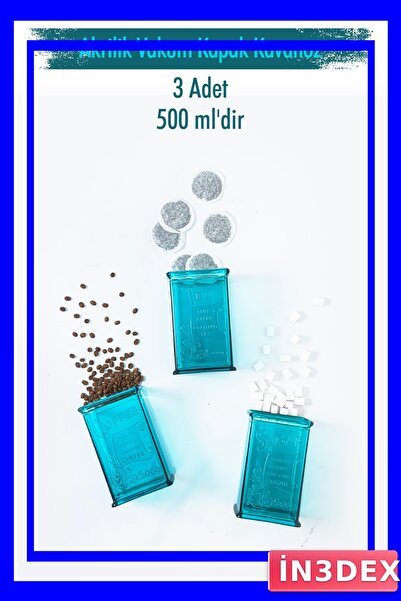 İN3DEX وعاء تخزين طعام أكريليك بغطاء مفرغ 500 مل أكوامارين