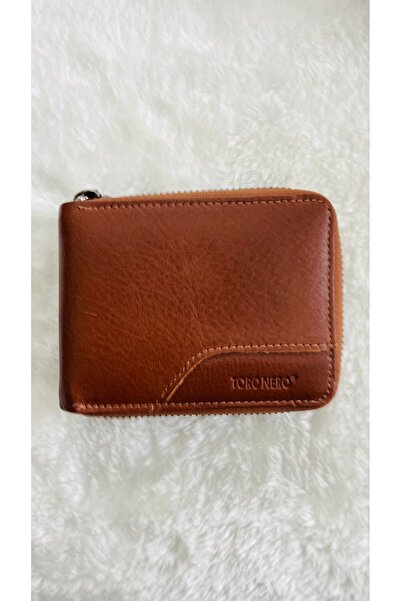 BLACK Men's Horizontal Leather Wallet with Zipper