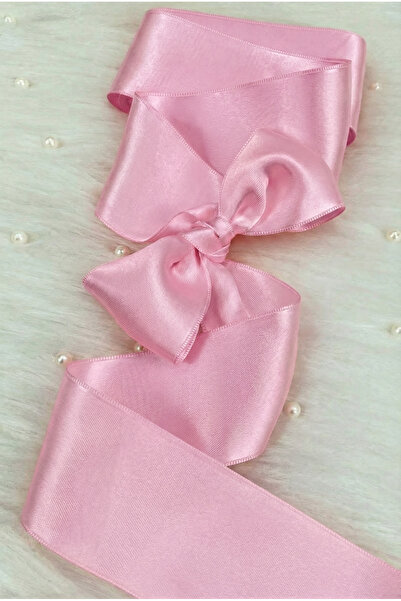 ZEYMERADE 6 cm Baby Pink Double-Sided Satin Ribbon 10 Meters, Dowry Engagemen...