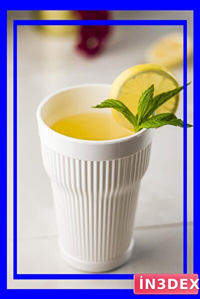 İN3DEX Unbreakable Acrylic 6-Piece Water Glass Set 400ml White Color