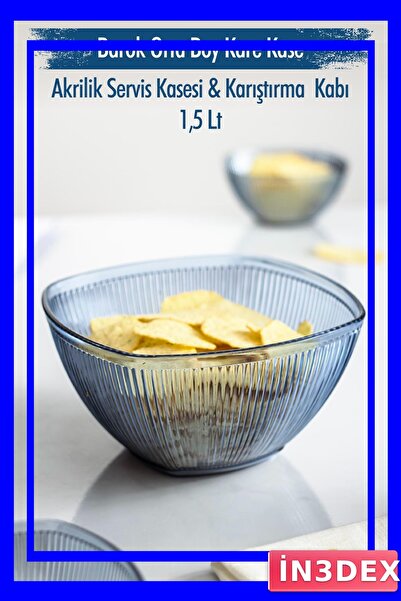 İN3DEX Navy Blue Acrylic Square Bowl 1.5 Liter Fruit Salad Preparation