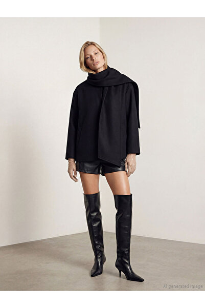 LC Waikiki Rmz Gi̇yi̇m Farkiyla Shawl Roba Collar Scarf Loose Fit Women's Cas...