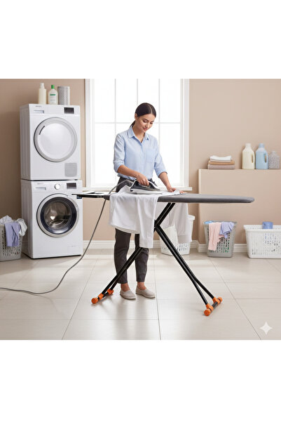 SADANHOME Turkish folding ironing board 33x110 cm with iron support, portable...