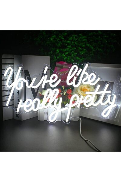 Slasa لافتة نيون بيضاء مضيئة LED مقاس 40.6 × 25.4 سم مكتوب عليها "أنتِ جميلة ...
