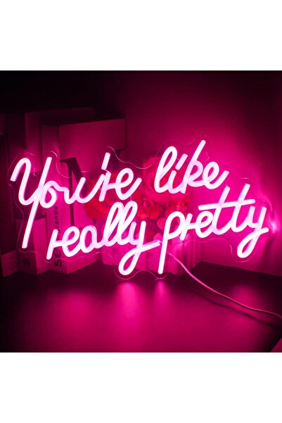 Slasa You're Like Really Pretty Neon Sign 22x42 cm Pink LED – Acrylic with Base