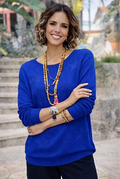 Nevin Kaya Moda Bluză mercerizată Blue Star