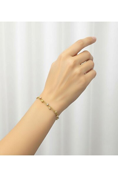 kuyumcu nurettin 2,10 gr (GRAM) Çift Sıralı 3 Renkli Dorika Bileklik Künye 14...