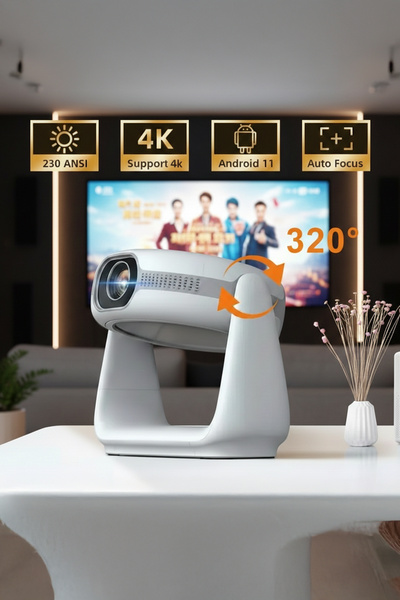 Onetick Taşınabilir 4K Otomatik Odaklama Projektör | 1080P | Android 11.0 | 150"