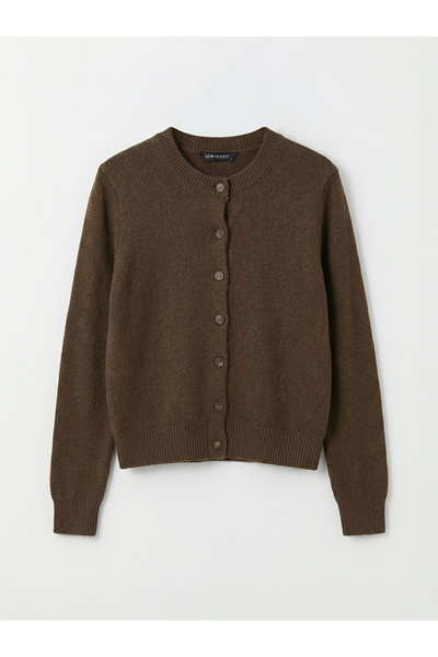 LC Waikiki سترة تريكو نسائية بياقة دائرية من MG TRENDEN باللون البني