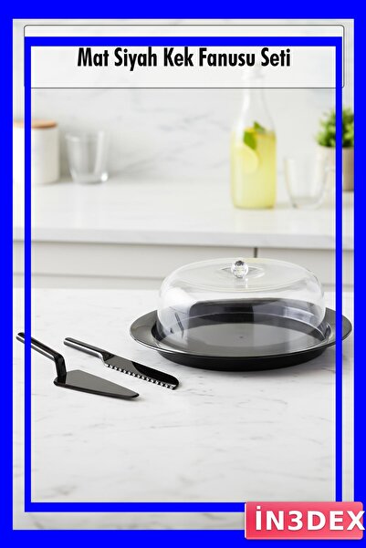 İN3DEX وعاء تخزين وعرض الكيك من الأكريليك باللون الأسود غير اللامع مقاس 33x39...