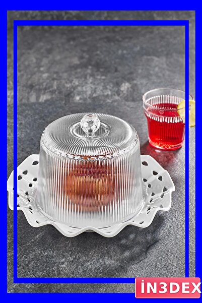 İN3DEX Unbreakable Acrylic Cake Storage Container 26cm White Color