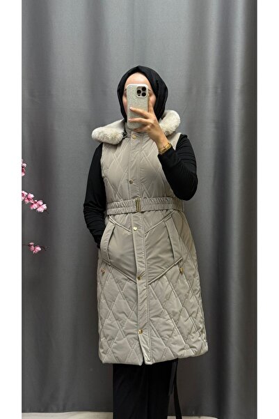 Sahra Tesettür Şişme Yelek Çıkartılabilir Kapşon 1.kalite İşçilik 100 cm boy ...