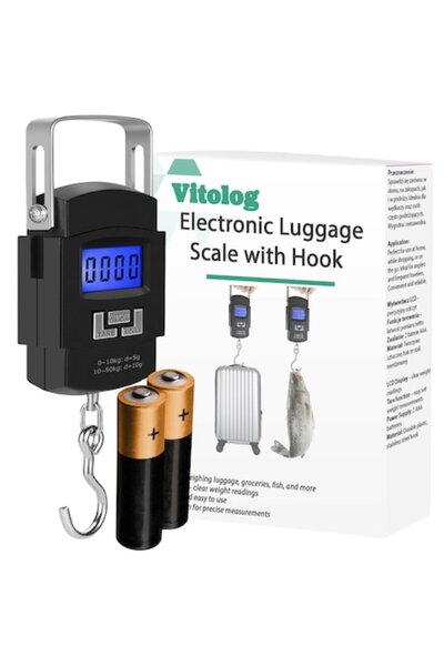 Vitolog Electronic Luggage Scale, 50kg, LCD, Black