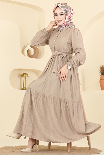 ModaMerve Yarım Düğme Detaylı Elbise 2781AYD574-MS Vizyon