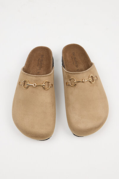 no miento Γυναικείες δερμάτινες βέγκαν παντόφλες με αγκράφα Pablo Mink Sabo