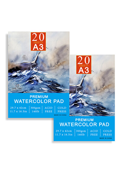 Choice قطعتان من كراسة ألوان مائية A3/A4/A5، وزن 300 غرام/متر مربع، 20 ورقة |...