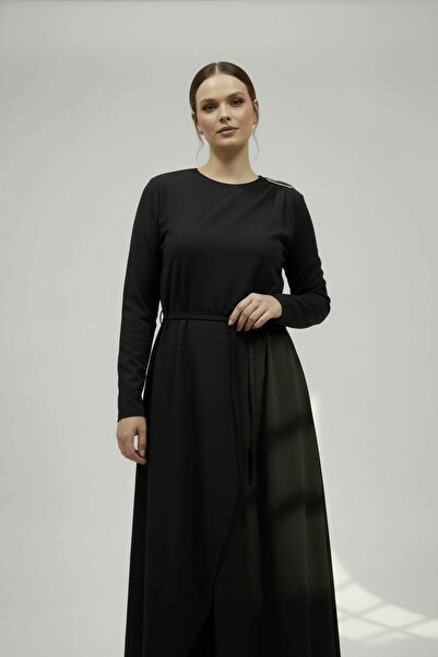 Molly Nelly Γυναικείο φόρεμα casual με κορδόνια και αγκράφα στον ώμο