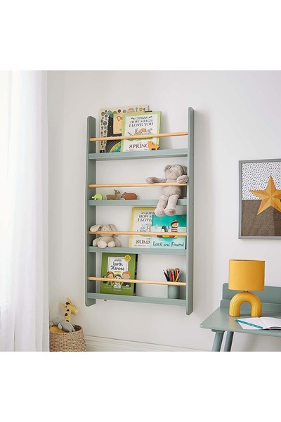 Woodymoda Duvara Monte Çocuk Kitaplığı – Ahşap Montessori Kitap Rafı, Oyuncak...