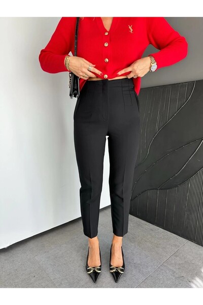 MADAME MELEK ZR Model Original Brand Παντελόνι με λεπτομέρεια από ύφασμα φιλέ...