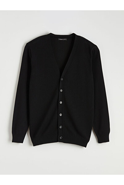 LC Waikiki MG TRENDEN Μαύρη Ανδρική Ζακέτα Πλεκτή Κανονικής Εφαρμογής