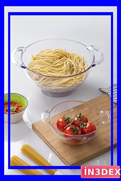 İN3DEX طقم مصفاة مطبخ من الأكريليك مكون من قطعتين بأحجام مختلفة