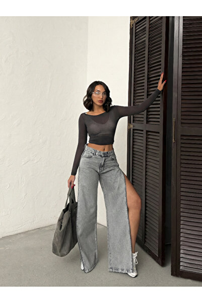 blue wings denım co. Τζιν με φαρδιά μπατζάκια και φερμουάρ στο πλάι