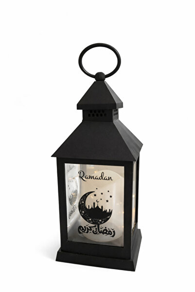 genric فانوس معدني بتفاصيل مفرّغة من كينسين برومو - 10x10x22 سم اسود ( رمضان ...