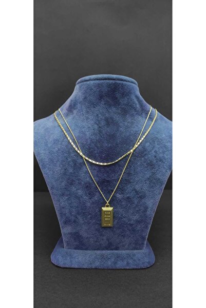 KirLiNova Double Layer Necklace with Gold Bar Figure - Gold