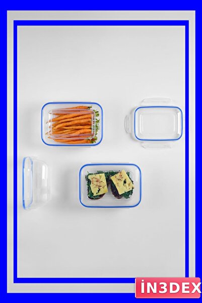 İN3DEX 10 Piece Vacuum Sealed Rectangular Storage Container Set 4000-400ml