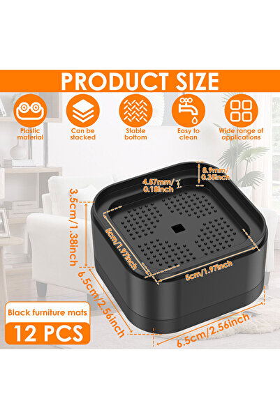 Choice6 12 قطعة سوداء، 8/16 قطعة، رافعات أثاث شديدة التحمل، رافعات أريكة، راف...