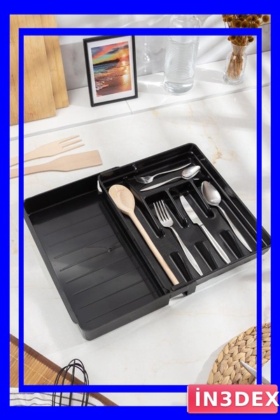 İN3DEX Drawer Organizer Acrylic Cutlery Organizer Black Color