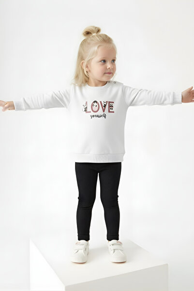 BABY SPORT طقم طفلة بأكمام طويلة Love مطبوع من عمر 6-18 شهرًا