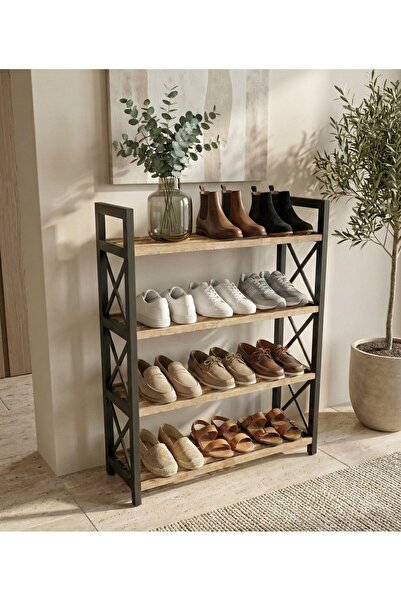 RAVILO Çok Amaçlı Raf 4 Katlı Ayakkabılık Meşe