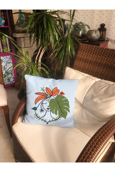 ByTUNCA Punch (punç-panç) ve Brezilya Nakışı El Yapımı Dekoratif Yastık Kılıf...