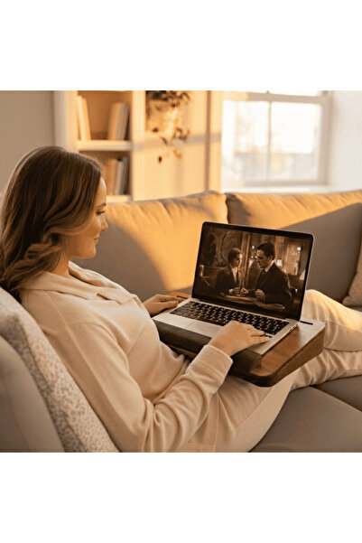 Vigo Wood حامل كمبيوتر محمول مبطن من خشب الجوز-LS019