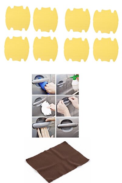 Ethab Ticaret مجموعة من 9 قطع لحماية مقبض باب السيارة، مجموعة حماية شفافة مضا...