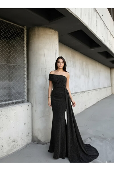 ALPACO EWO KUYRUKLU PARLAK SİYAH TEK OMUZ ABİYE