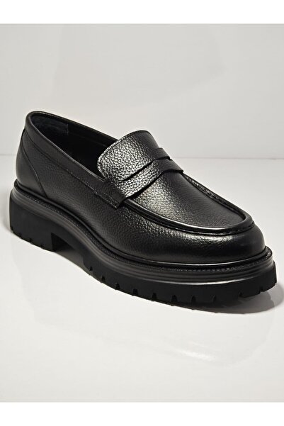 TETRİ K416-1 Ramonelli Model Real Leather Handmade Men's Black Casual Shoes